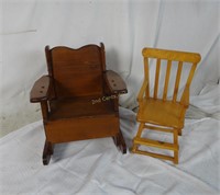 2 Solid Wood Kids Chairs/ 1 Rocking Chair