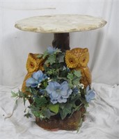 Vintage Ceramic Owl Table W/ Marble Top