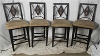 4 Tall Metal Padded Chairs Bar Bistro