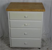 Rolling Butcher Block  Cabinet W. 4 Drawers