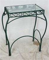 Small Ornate Metal Table W/ Glass Top