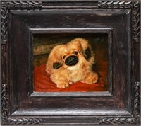 L. Cassidy Portrait Pekingese Puppy Dog Oil