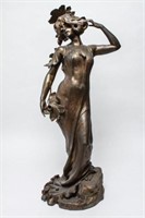 Lucien Alliot Art Nouveau Woman Lamp Sculpture