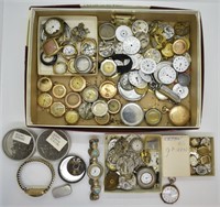 Box Lot of Antique Lady's Pocket Watch Parts