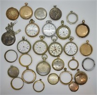 Large Lot of Antique Pocket Watches & Parts
