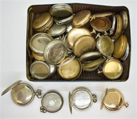 Tin Full of Antique Pocket Watch Cases