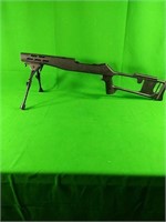 Synthetic rifle stock with adjustable bipod stand