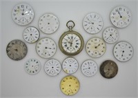 17 Antique Pocket Watch Parts & Porcelain Faces