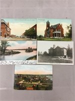 Lot of five Cayuga, Ontario postcards.