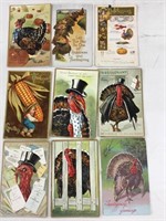 Lot of nine early Thanksgiving postcards.