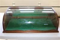 Oak curved glass display case