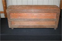 Antique round top trunk made by Hanover with