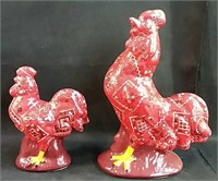 2 Ceramic roosters