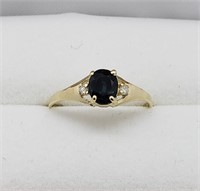 20- 10k yellow gold sapphire/diamond ring $600