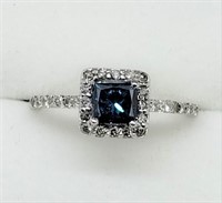 7O- 14k enhanced blue & white diamond ring $3,600