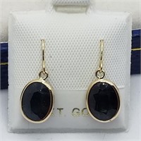 11O- 14k yellow gold sapphire 3.8ct earrings $800