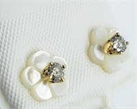 14O- 14k diamond mother of pearl earrings $400