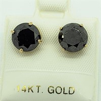 23O- 14k black diamond 3.88ct stud earrings $2,600