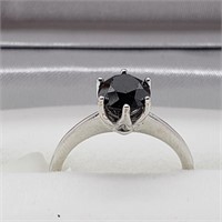 28O- 10k white gold black diamond ring $1,900