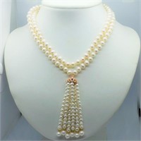 33O- sterling rose gold plate pearl necklace $400