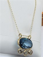 35O- 10k blue zircon & diamond necklace $2,800