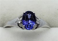 49O- 10k tanzanite & diamond ring $1,000