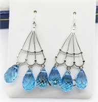 19O-14k white gold blue topaz 9.3ct earrings $1000
