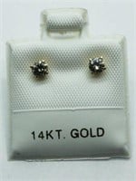 14K Yellow Gold, Diamond  Earrings