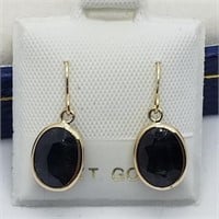 14K Yellow Gold, Sapphire Earrings 3.8 CT