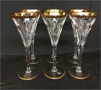 Set of 6 Stunning Gold Rim Champagne Flutes