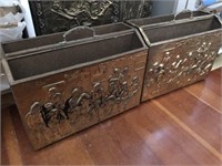 2-Ornate Relief Pattern Magazine Box Storage