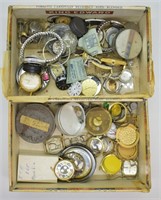 2 Vintage Cigar Boxes w/ Watch Parts