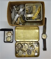 Box Lot of Vintage Watch Parts & Watches