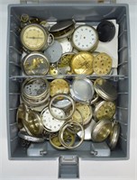 Large Lot of Vintage Pocket Watch Cases & Parts