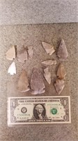 12 stone arrowheads