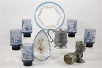 Pewter Tankard & Decorative Plates & Glassware