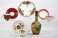 Aynsley, Royal Stafford Tea Cups & Wood Vase