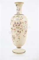 Opaline Art Glass Hand Painted Floral Satin Vase