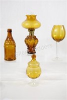 Amber Glass Kerosene Lamp, Candy Dishes