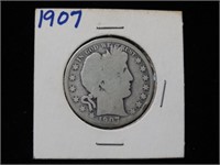 1907-P Barber Head Silver Half Dollar