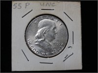 1955-P Uncirculated Franklin Silver Half Dollar