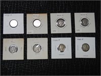 Lot of 8 Various Mercury Silver Dimes