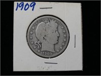 1909-P Barber Head Silver Half Dollar