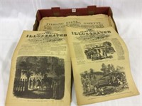 Box of Old Newspapers Including Frank Leslie's