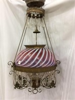 Hanging Victorian Electrified Kerosene Lamp