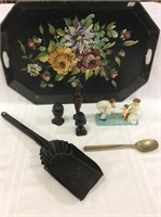 Group w/ Lg. Floral Painted Metal Tray, Norman