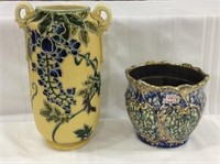 Lot of 2 Pottery Pieces Including Ornate Oriental