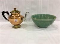 Lot of 2 Including Copper & Brass Teapot