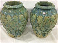 Lot of 2 Matching Lg. Pottery Vases