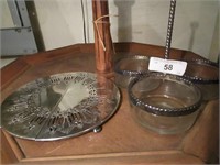 Silverplate serve tray and relish dish